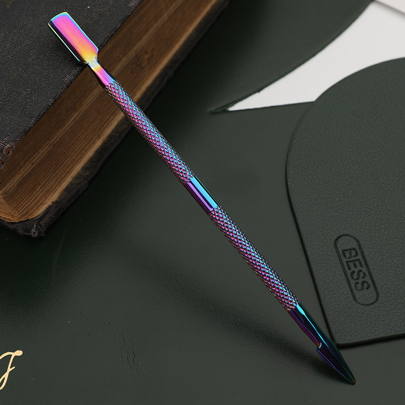 LMDZ 1Gb Krāsains DIY Nerūsējošā tērauda roku ādas malas eļļas pildspalva ar divu galvu līmes krāsošanas rullīšu nūju ādas rokdarbiem