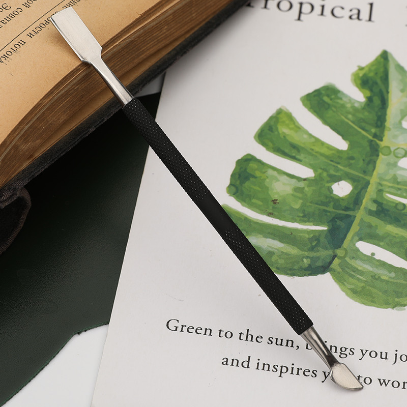 LMDZ 1Gb Krāsains DIY Nerūsējošā tērauda roku ādas malas eļļas pildspalva ar divu galvu līmes krāsošanas rullīšu nūju ādas rokdarbiem