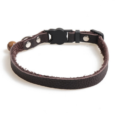 Breakaway kaķu kaklasiksnas, mīkstas īstas ādas ātri atvienojamas sprādzes ar regulējamu zvaniņu kaķu kaķēnam Melns Sarkans Rozā zaļš