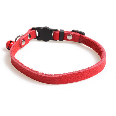 Breakaway kaķu kaklasiksnas, mīkstas īstas ādas ātri atvienojamas sprādzes ar regulējamu zvaniņu kaķu kaķēnam Melns Sarkans Rozā zaļš