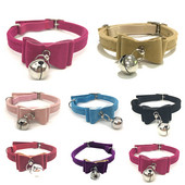 Daudzkrāsu modes jauka kaķa kaklasiksna ar zvana samta banti Mazu mājdzīvnieku apkaklīšu loku kaklarota ar zvana kucēna kaķa kaklasiksnu suņa kaķa kaklasiksna