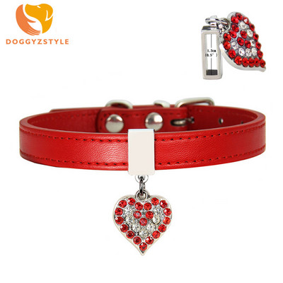 DOGGYZSTYLE Ρυθμιζόμενο κολάρο σκύλου Crystal Heart Bling Diamonds Κρεμαστό κολάρο για κατοικίδια Rhinestone Αξεσουάρ λουριών για κουτάβι γάτα