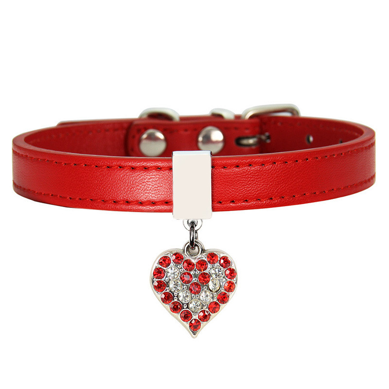 DOGGYZSTYLE Regulējama Suņu kaklasiksna Kristāla sirds Bling Dimanti Rhinestone Kulons Mājdzīvnieki Kaklasiksnas kucēnu Kaķu pavadas Aksesuāri