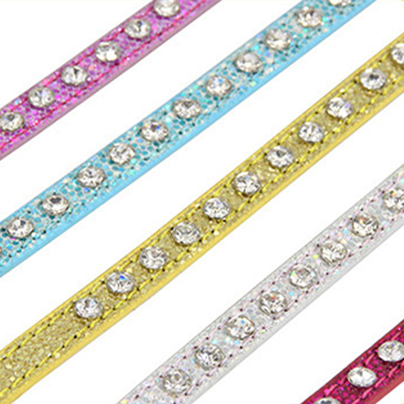 Clitter strasszos kutyanyakörv állítható kiskutya nyaklánc aranyos macska nyakörv tömör kisállat nyakpánt Chihuahua kutya kellékek kisállat nyakörv