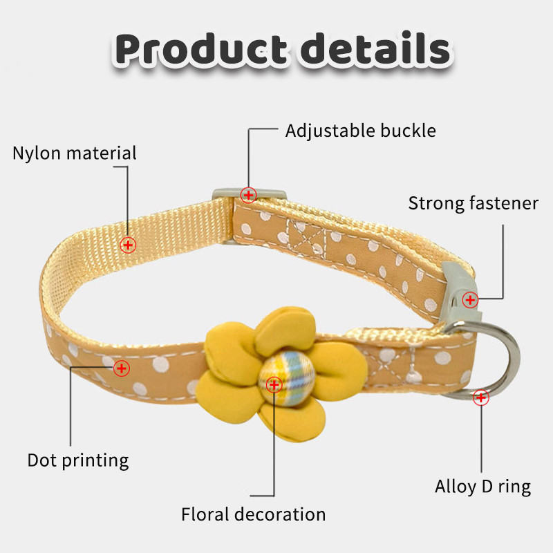 Jauka ziedu apkakle maziem un vidējiem suņiem Modes kaķu kaklasiksna Regulējama kucēnu kaklarota Mīksta mājdzīvnieka kakla siksna Čivavas piederumi