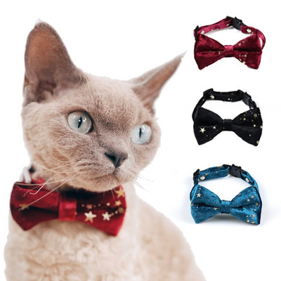 Velvet Bowknot Cat Kaelarihm Turvapandlaga Kutsika Chihuahua Yorkie Kaelakee Reguleeritav Kassipoeg Jänesed Kikilips Lemmikloomatarbed