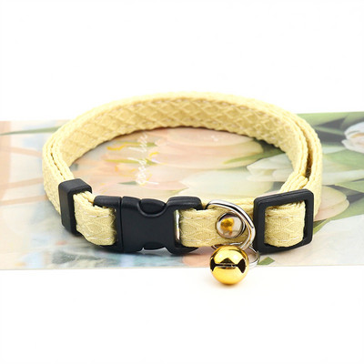 Kaķa kaklasiksna regulējama kokvilnas krāsaina kucēnu kakla siksna ar zvaniņu kucēniem un kaķēniem ceļojumiem brīvā dabā, lai novērstu mājdzīvnieka kaklasiksnas nozaudēšanu