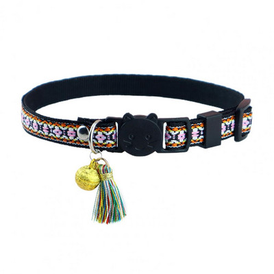 Īpaši viegla mājdzīvnieka kaklasiksna, pušķu dizaina kaķu kaklarota, draudzīga ādai Vidēja izmēra mājdzīvnieku suņu kaķu kaklasiksna ar mini zvana piekariņu mājdzīvnieku piederumiem