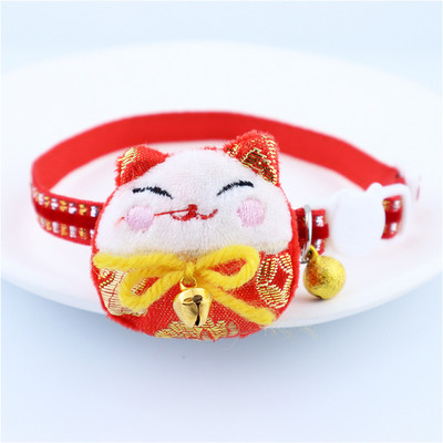 Jaungada ķīniešu sarkanā kaķa apkakles ilgmūžības slēdzene svin kucēnu kaklarotu ar kulonu zvaniņu Breakaway suns mājdzīvnieku kaķēnu aksesuāri