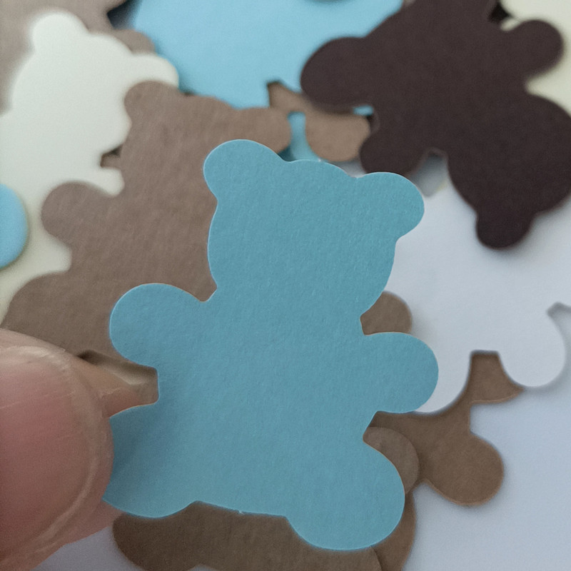 Rotaļu lācītis mētāšanās papīra lūžņi Bērnu duša Laimīgu zēnu meiteņu dzimšanas dienas ballītes dekors zils brūns lācis konfeti izkaisīti ziedi