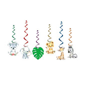 6db/csomag Szafari Állat dzsungel mennyezeti függő örvény dekoráció fiú baba zuhany kivágás ünnepi parti kellékek barkács dekorációk