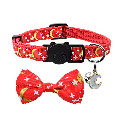 Star Moon tauriņš kaķu kaklasiksna Bell Breakaway drošības mīksta kaķu apkakles kaklarota Regulējama, jauka, skaista Bowknot kaķa kaklasiksna Kitijai