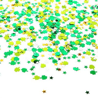 PVC sequins, četru lapu zāles konfeti Sv. Patrika dienas ballīte Trifolium konfeti mešanas darbvirsmas dekorācijas kāzu ballītēs