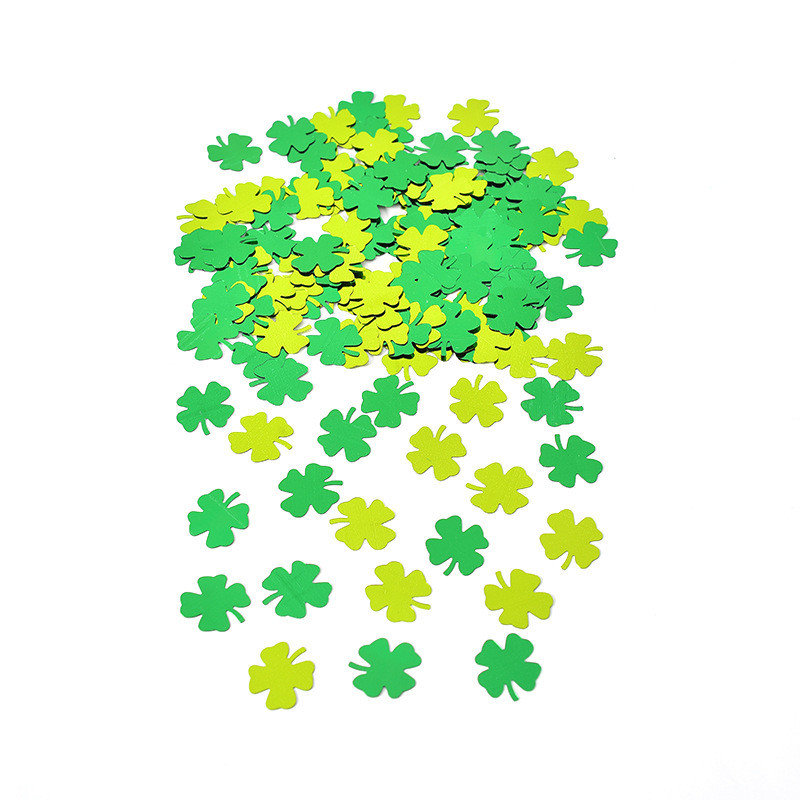 PVC sequins, četru lapu zāles konfeti Sv. Patrika dienas ballīte Trifolium konfeti mešanas darbvirsmas dekorācijas kāzu ballītēs
