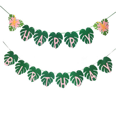 Bruņurupuča lapu reklāmkarogs Tropu Havaju salu filca lapu reklāmkarogs Bērnu meiteņu reklāmkarogs Laimīgu džungļu Havaju salu Aloha dzimšanas dienas ballītes dekorācijas reklāmkarogs