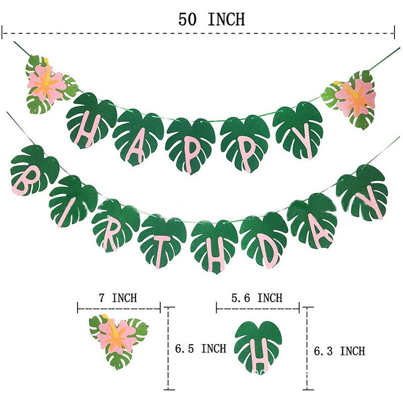 Tropu Havaju salu bruņurupuča lapas vītnes palmu lapu reklāmkarogs Priecīgas Aloha ballītes dekori Vasaras havajiešu dzimšanas dienas ballīšu reklāmkarogi