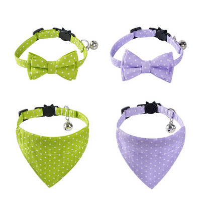Aranyos csokorcsomós macska nyakörv pontminta háziállatok előke Állítható cica nyaklánc csokornyakkendő biztonsági csat kölyök Chihuahua bandana kellékek