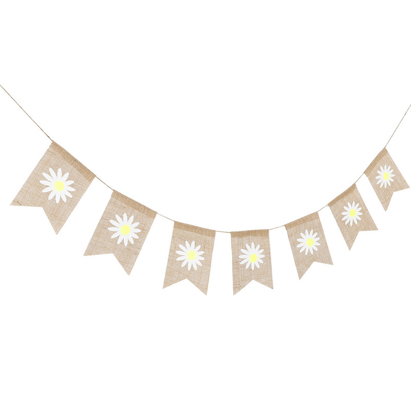 Lina reklāmkarogs Pavasara ballīte Garland Bunting Dekorācijas Zieds Retro Izvelciet karogu