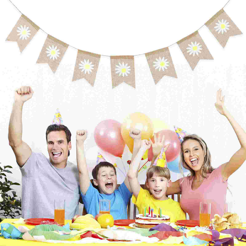 Lina reklāmkarogs Pavasara ballīte Garland Bunting Dekorācijas Zieds Retro Izvelciet karogu