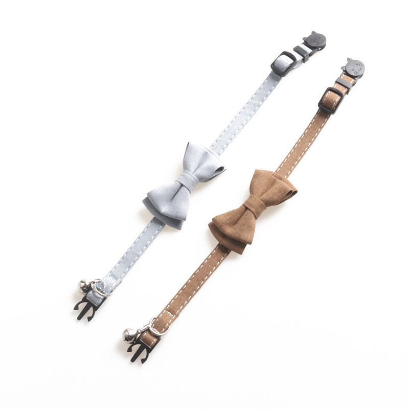 Vienkrāsains Bowknot mazas kaķu kaklasiksnas Regulējamas sprādzes tauriņš kucēnu suņu kaklasiksna Jauka maza suņa kaklasiksna ar zvaniņiem