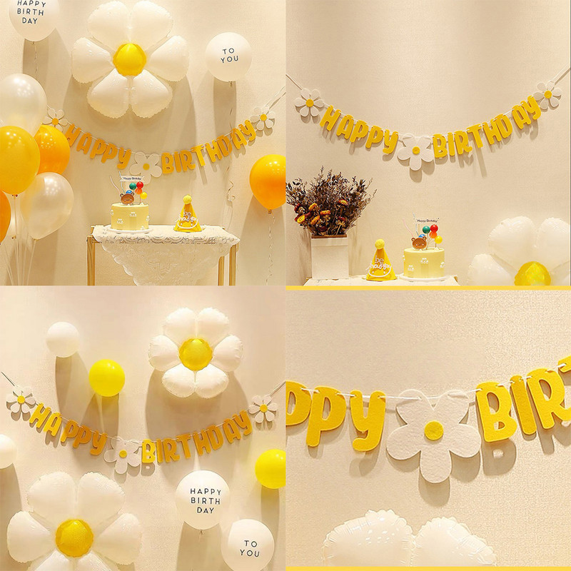 Margrietiņas piknika papīra šķīvis ar ziedu izvelkamu karogu dzimšanas dienas ballītei kāzu dekorēšanai kūkas šķīvis smaidiņai balons svētku piederumi