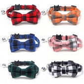 Jauka rūtainā kaķa kakla siksna Maza suņa loka kaklasiksna Bowknot kaķu kaklasiksnas ar zvaniņu kucēna kaķēna čivavas mājdzīvniekiem