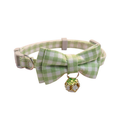 Jauka rūtainā kaķa kakla siksna Maza suņa loka kaklasiksna Bowknot kaķu kaklasiksnas ar zvaniņu kucēna kaķēna čivavas mājdzīvniekiem