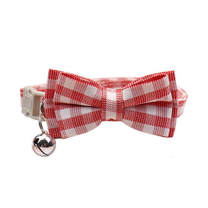Jauka rūtainā kaķa kakla siksna Maza suņa loka kaklasiksna Bowknot kaķu kaklasiksnas ar zvaniņu kucēna kaķēna čivavas mājdzīvniekiem