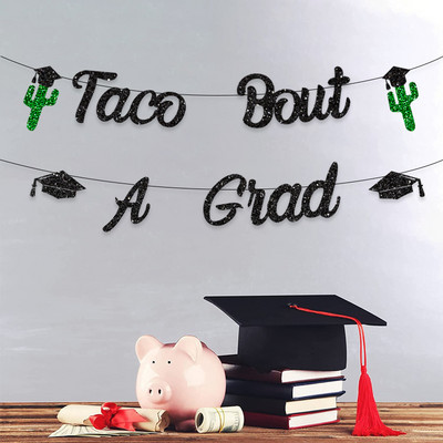 Декорация за тематично абитуриентско парти в Мексико Taco Bout A Grad Pendant Flag Cactus Graduation Hat Garland Decoration Supplies