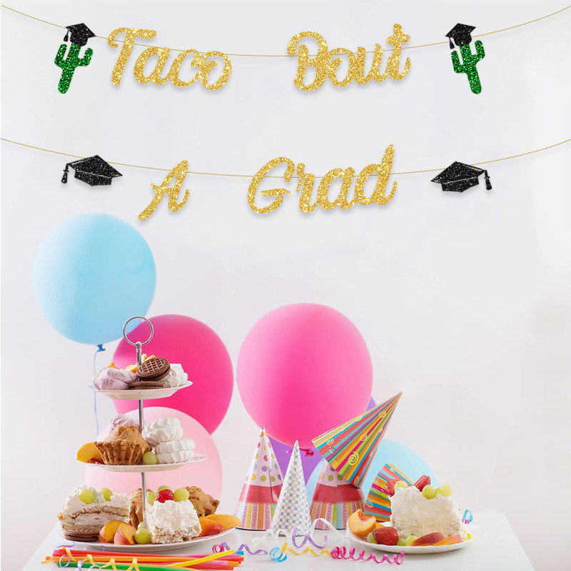 Dekorācija Meksikas tematiskajai izlaiduma ballītei Taco Bout Grad kulons karogs Kaktuss izlaiduma cepure vītnes dekorēšanas piederumi