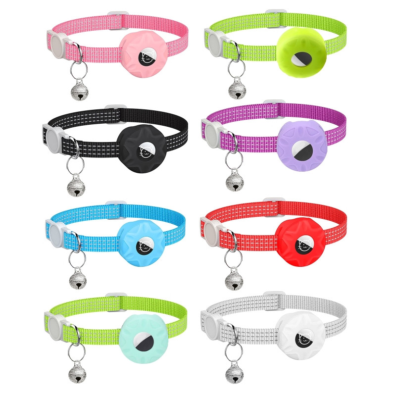 Mājdzīvnieku kaklasiksna gaisa etiķetēm Triecienizturīgs un ūdensnecaurlaidīgs aizsargājošs turētājs GPS izsekotājiem, kas spīd tumsā, piemērots maziem suņiem