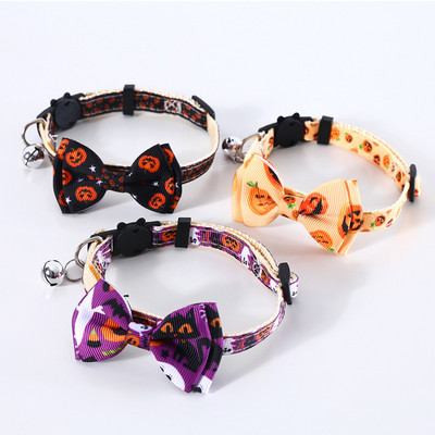 1 tk Halloweeni kassi kaelarihm Bell Bowknot Puppy Kitten Pumpkin kaelakee Reguleeritav turvalukk Chihuahua kikilips lemmikloomatarbed