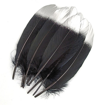 20db/tétel Aranyba mártott fekete libatoll Kézműves kiegészítők Arany kacsatoll barkács tollas parti dekoráció Ékszer készítés