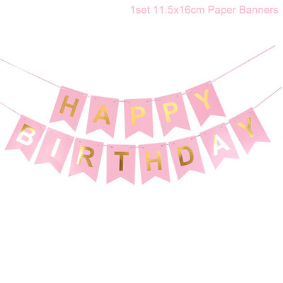 1 set Ružičasto Plava Pisma Sretan Rođendan Papirnati baneri Konfeti Lateks Baloni Dekoracije za rođendanske zabave Dječji pribor za tuširanje