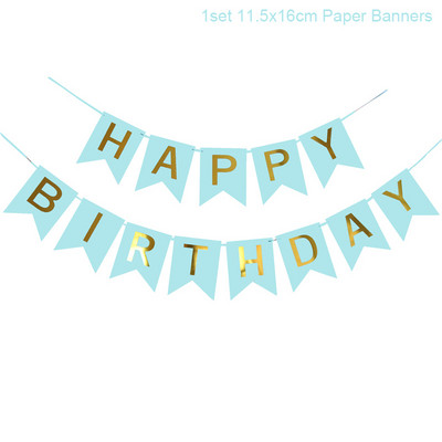 1 set Ružičasto Plava Pisma Sretan Rođendan Papirnati baneri Konfeti Lateks Baloni Dekoracije za rođendanske zabave Dječji pribor za tuširanje