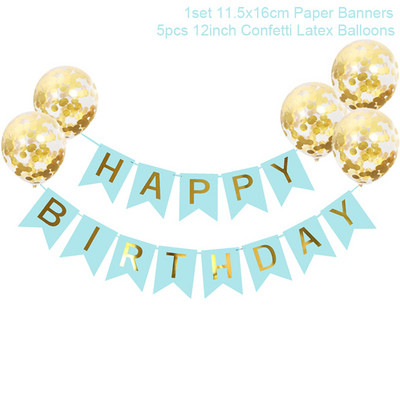 1 set Ružičasto Plava Pisma Sretan Rođendan Papirnati baneri Konfeti Lateks Baloni Dekoracije za rođendanske zabave Dječji pribor za tuširanje