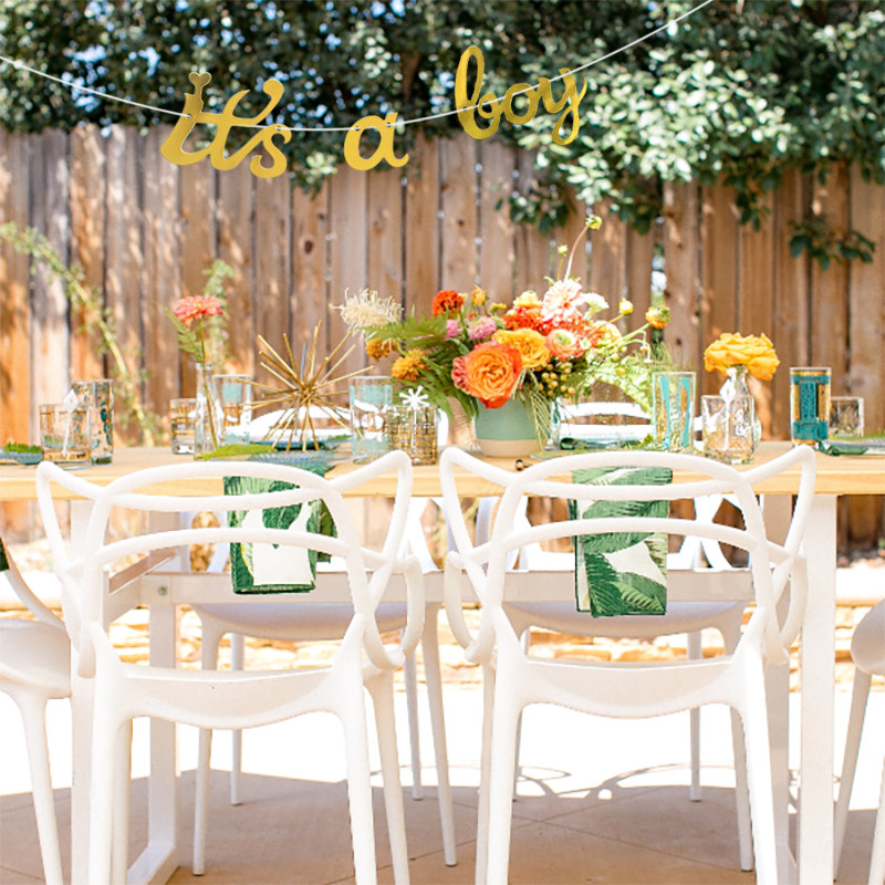 Zelta bērnu dušas reklāmkarogs, puika ir puika, ir meitene, papīrs, vītne Dzimums, atklāj dzimšanas dienas ballītes noformējums kristības kristības