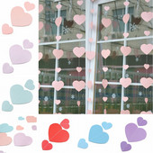 2 m-es szív papírfüzér függő transzparens esküvőre, 1. születésnapi babazuhany Valentin napi parti fali dekorációs kellékek