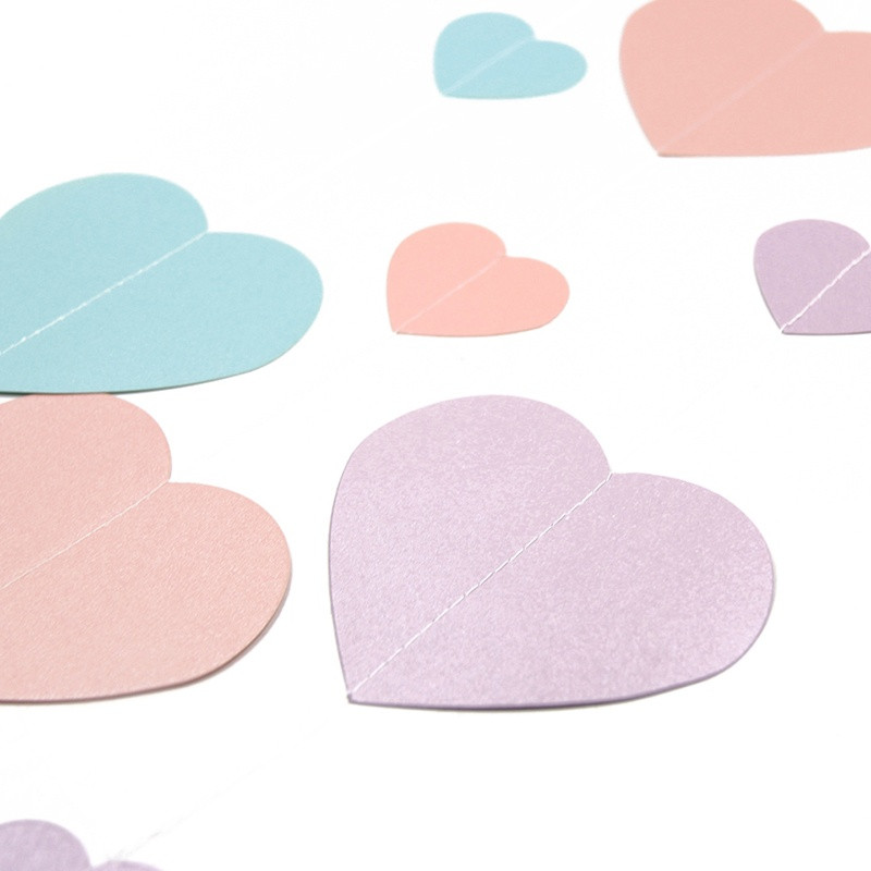 2 m-es szív papírfüzér függő transzparens esküvőre, 1. születésnapi babazuhany Valentin napi parti fali dekorációs kellékek