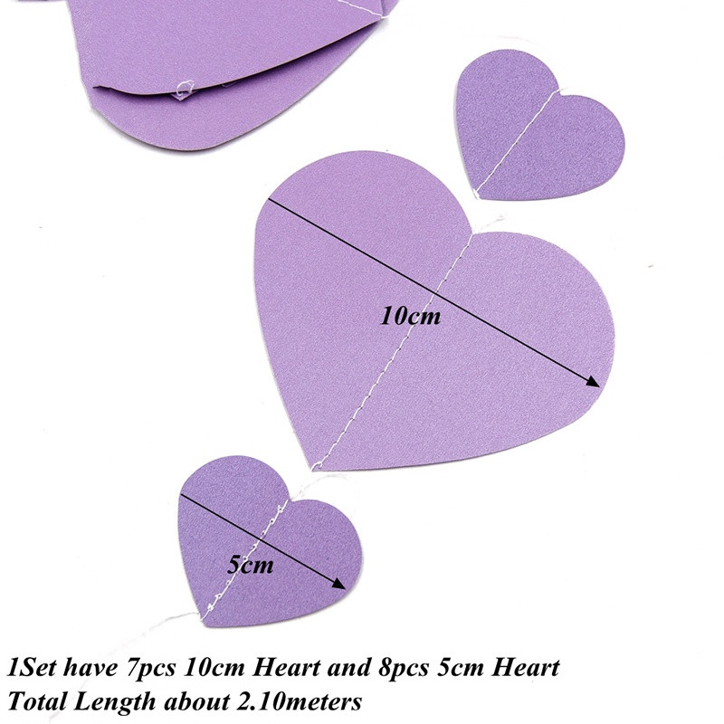 2 m-es szív papírfüzér függő transzparens esküvőre, 1. születésnapi babazuhany Valentin napi parti fali dekorációs kellékek