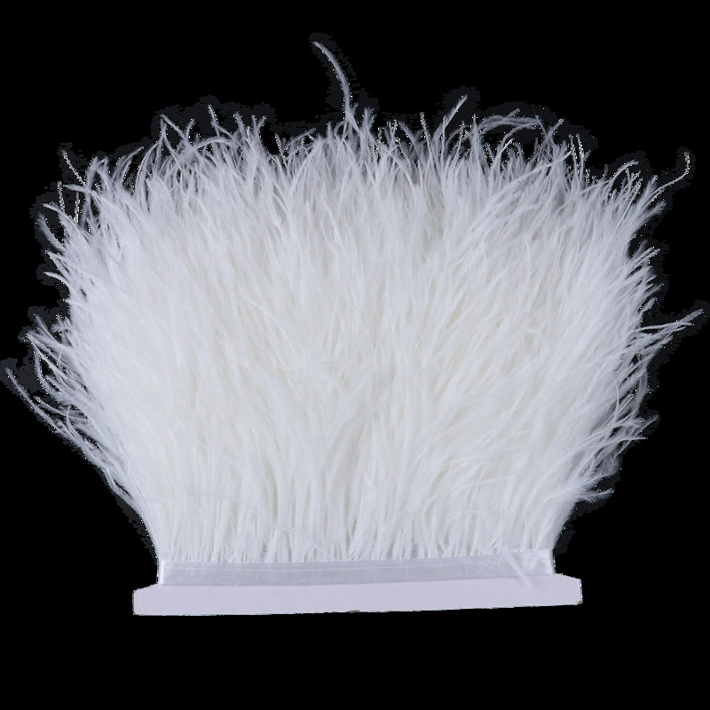 8-10 CM valge jaanalinnusulgede äärislint 1-meetrine naturaalne jaanalinnusulgede ääristega pulmapeokaunistus.