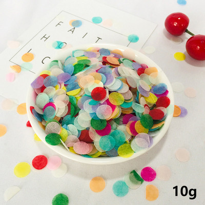 10g/kott 1cm värviline paberist konfetti pulma-sünnipäevapeo kaunistus ümmargune läbipaistev täidetud õhupalliga konfett