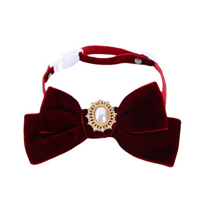 Retro bársonyos macskanyakörv Bowknot Pets nyaklánc fulladásgátló gyöngyvel Puppy Kitten Csokornyakkendő Születésnapi parti nyakörvek