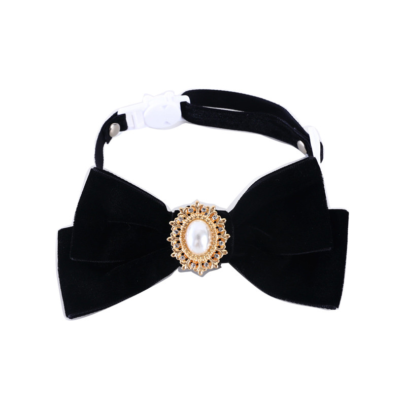 Retro bársonyos macskanyakörv Bowknot Pets nyaklánc fulladásgátló gyöngyvel Puppy Kitten Csokornyakkendő Születésnapi parti nyakörvek