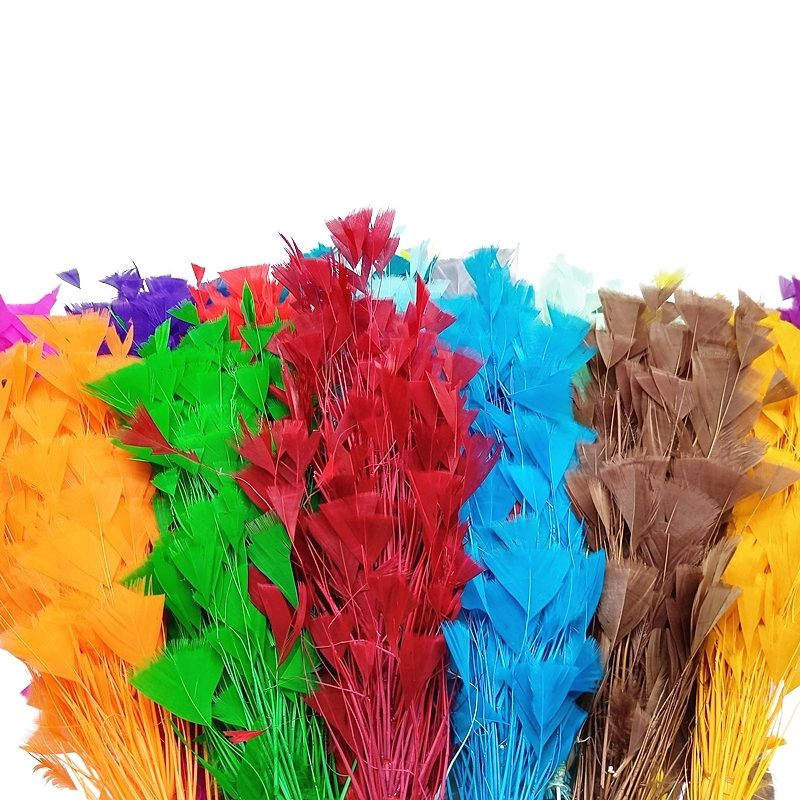 1 ķekars, krāsainas tītara spalvas, ziedi, izgatavoti kāzu centrā, galvassegas rotājumi, rokdarbu aksesuāri 25–30 cm