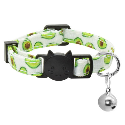 Jauka tauriņš kaķa kakla siksna Kakla zvans, regulējams Breakaway Lovely Bow mezgls kaķa kaklasiksna vasaras augļu apdruka Pet kaķēns kaķa kakla siksna