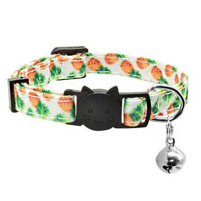 Jauka tauriņš kaķa kakla siksna Kakla zvans, regulējams Breakaway Lovely Bow mezgls kaķa kaklasiksna vasaras augļu apdruka Pet kaķēns kaķa kakla siksna