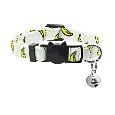 Jauka tauriņš kaķa kakla siksna Kakla zvans, regulējams Breakaway Lovely Bow mezgls kaķa kaklasiksna vasaras augļu apdruka Pet kaķēns kaķa kakla siksna