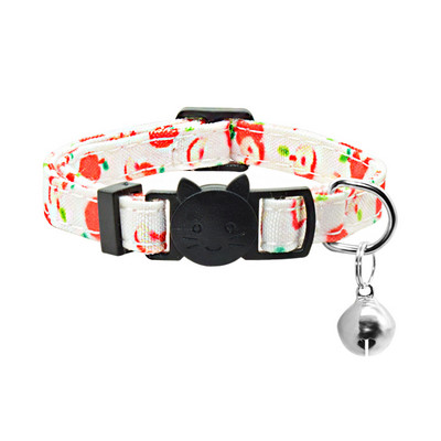 Jauka tauriņš kaķa kakla siksna Kakla zvans, regulējams Breakaway Lovely Bow mezgls kaķa kaklasiksna vasaras augļu apdruka Pet kaķēns kaķa kakla siksna