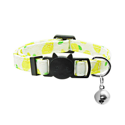 Jauka tauriņš kaķa kakla siksna Kakla zvans, regulējams Breakaway Lovely Bow mezgls kaķa kaklasiksna vasaras augļu apdruka Pet kaķēns kaķa kakla siksna